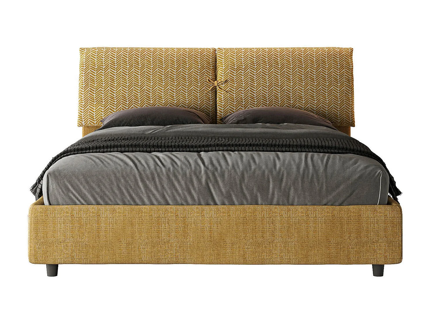 Gestoffeerd bed 160x190 met opbergruimte stof Aragona 3 geel Mados