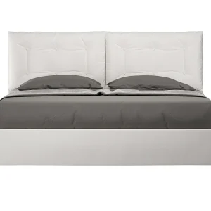 Gestoffeerd bed 160×200 met opbergruimte kunstleer wit Annalisa