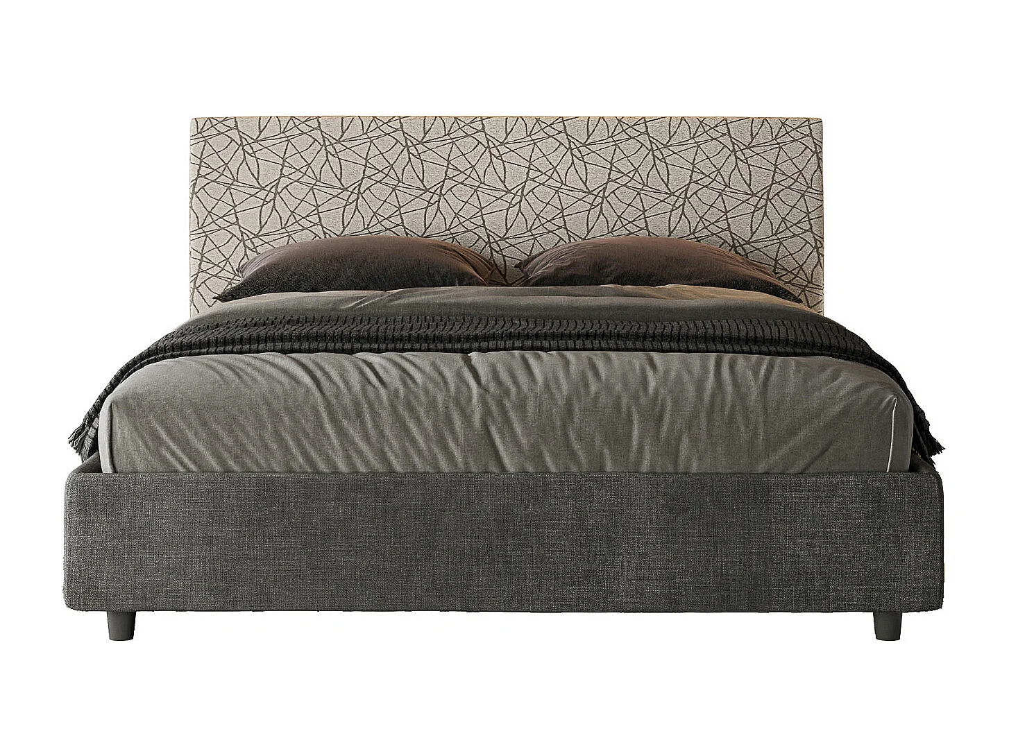 Gestoffeerd bed 160x190 met opbergruimte stof Era 02 grijs Arla