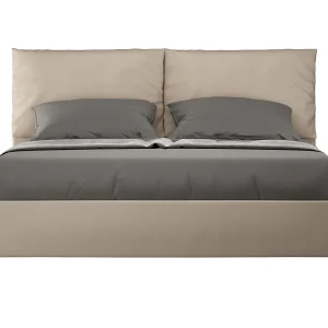 Gestoffeerd bed 160×200 met opbergruimte kunstleer taupe Antea