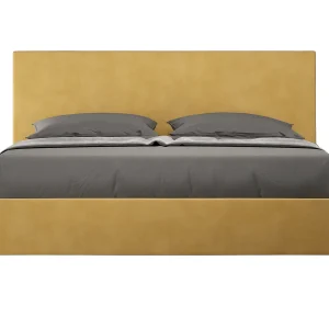 Gestoffeerd Bed 160×190 zonder lattenbodem microvezel oker Adele