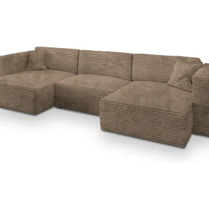 Hoekbank SARMO van fluweel met slaapfunctie Beige Hoekbank SARMO van fluweel met slaapfunctie Beige