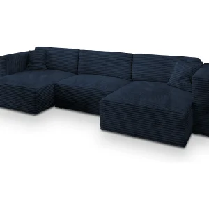 Hoekbank SARMO van fluweel met slaapfunctie Blau Hoekbank SARMO van fluweel met slaapfunctie Blau