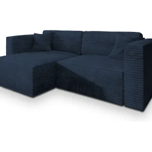 Hoekbank NERIO van fluweel met slaapfunctie Blau Hoekbank NERIO van fluweel met slaapfunctie Blau