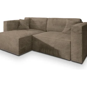 Hoekbank NERIO van fluweel met slaapfunctie Beige Hoekbank NERIO van fluweel met slaapfunctie Beige