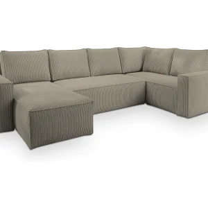 Hoekbank NORENA van fluweel met slaapfunctie Beige