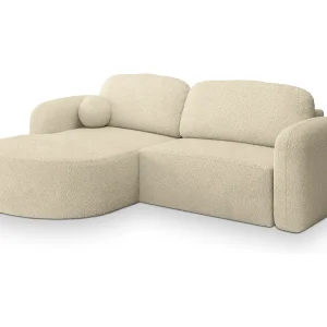 Hoekbank AMILIA van fluweel met slaapfunctie Creme Hoekbank AMILIA van fluweel met slaapfunctie Creme