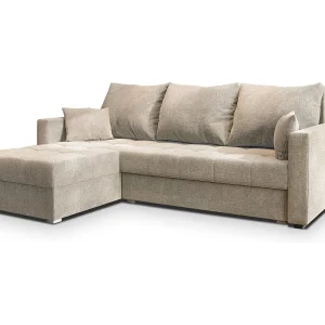 Hoekbank NIDA van fluweel met slaapfunctie Beige Hoekbank NIDA van fluweel met slaapfunctie Beige