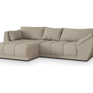 Hoekbank ORENTI van fluweel met slaapfunctie Beige Hoekbank ORENTI van fluweel met slaapfunctie Beige