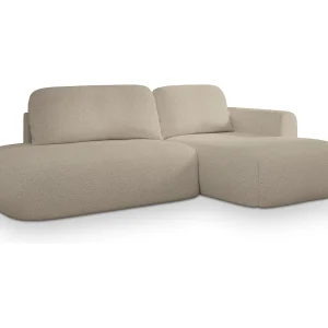 Hoekbank NUVIRA van fluweel met slaapfunctie Beige