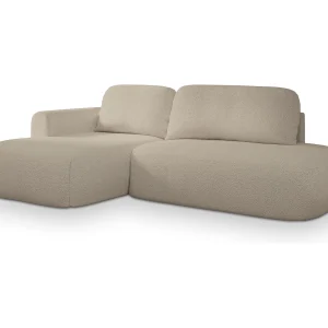 Hoekbank NUVIRA van fluweel met slaapfunctie Beige