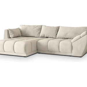 Hoekbank ORENTI van fluweel met slaapfunctie Creme Hoekbank ORENTI van fluweel met slaapfunctie Creme