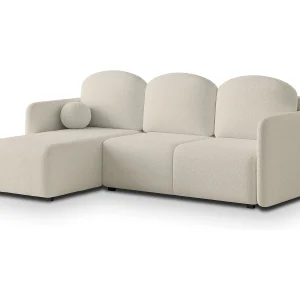 Hoekbank SUVINO van fluweel met slaapfunctie Creme Hoekbank SUVINO van fluweel met slaapfunctie Creme