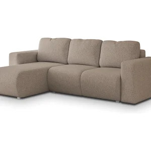 Hoekbank RINOVA van fluweel met slaapfunctie Beige Hoekbank RINOVA van fluweel met slaapfunctie Beige