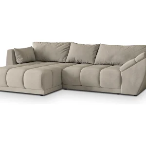 Hoekbank ORENTI van fluweel met slaapfunctie Beige Hoekbank ORENTI van fluweel met slaapfunctie Beige