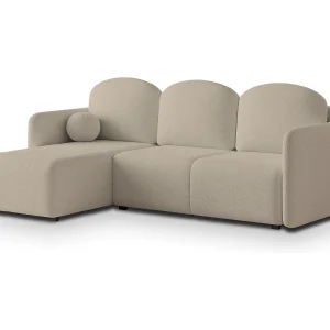 Hoekbank SUVINO van fluweel met slaapfunctie Beige Hoekbank SUVINO van fluweel met slaapfunctie Beige