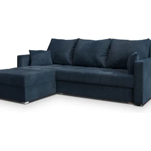 Hoekbank NIDA van fluweel met slaapfunctie Blau Hoekbank NIDA van fluweel met slaapfunctie Blau
