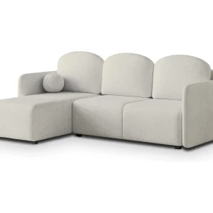 Hoekbank SUVINO van fluweel met slaapfunctie Creme Hoekbank SUVINO van fluweel met slaapfunctie Creme