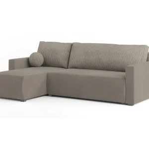 Hoekbank SORGE van fluweel met slaapfunctie Beige Hoekbank SORGE van fluweel met slaapfunctie Beige
