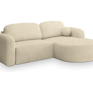 Hoekbank AMILIA van fluweel met slaapfunctie Creme Hoekbank AMILIA van fluweel met slaapfunctie Creme
