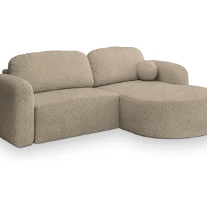 Hoekbank AMILIA van fluweel met slaapfunctie Beige Hoekbank AMILIA van fluweel met slaapfunctie Beige