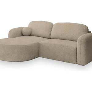 Hoekbank AMILIA van fluweel met slaapfunctie Beige Hoekbank AMILIA van fluweel met slaapfunctie Beige