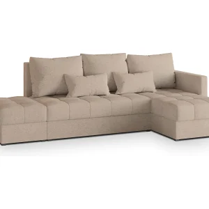 Hoekbank LUMARI van fluweel met slaapfunctie Beige