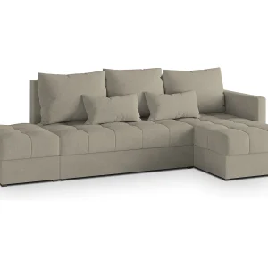 Hoekbank LUMARI van fluweel met slaapfunctie Beige