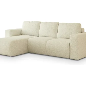 Hoekbank RINOVA van fluweel met slaapfunctie Creme Hoekbank RINOVA van fluweel met slaapfunctie Creme