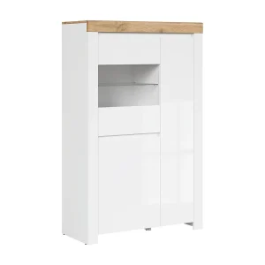 Hella Wit en Hout 3-deurs vitrinekast Hella Wit en Hout 3-deurs vitrinekast
