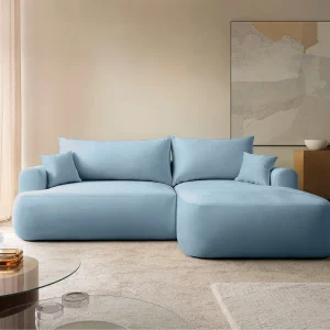 Hoekbank – blauw fluweel – rechterkant – OVO L Hoekbank – blauw fluweel – rechterkant – OVO L