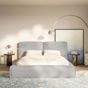 Gestoffeerd bed 140×200 – opbergruimte – lattenbodem – chenille – lichtgrijs – TILVES Gestoffeerd bed 140×200 – opbergruimte – lattenbodem – chenille – lichtgrijs – TILVES