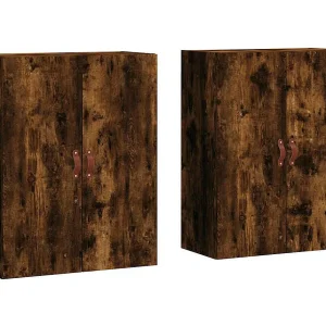 Hangkasten 2 st 69,5x34x90 cm gerookt eikenkleurig
