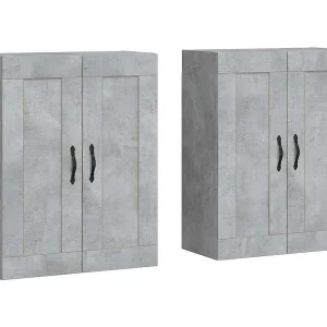 Hangkasten 2 st bewerkt hout betongrijs Hangkasten 2 st bewerkt hout betongrijs