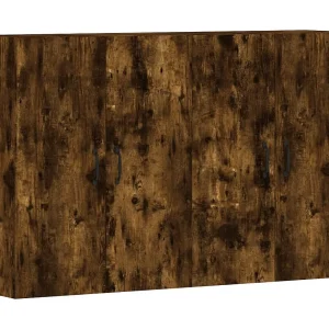 Hangkasten 2 st bewerkt hout gerookt eikenkleurig Hangkasten 2 st bewerkt hout gerookt eikenkleurig
