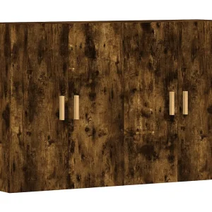 Hangkasten 2 st bewerkt hout gerookt eikenkleurig Hangkasten 2 st bewerkt hout gerookt eikenkleurig
