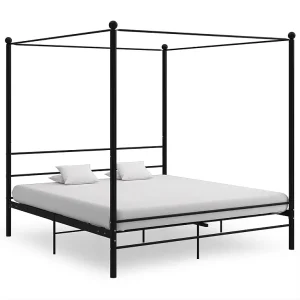 Hemelbedframe metaal zwart 200×200 cm