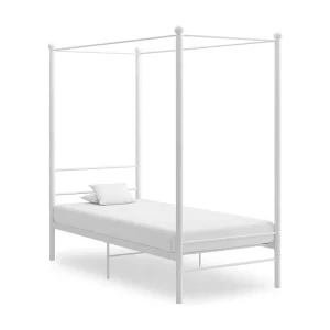 Hemelbedframe metaal wit 100×200 cm
