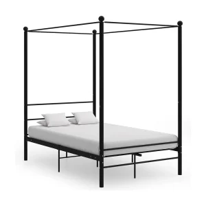 Hemelbedframe metaal zwart 140×200 cm