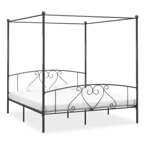 Hemelbedframe metaal grijs 180×200 cm