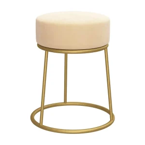 Hocker rond fluweel abrikooskleurig Hocker rond fluweel abrikooskleurig