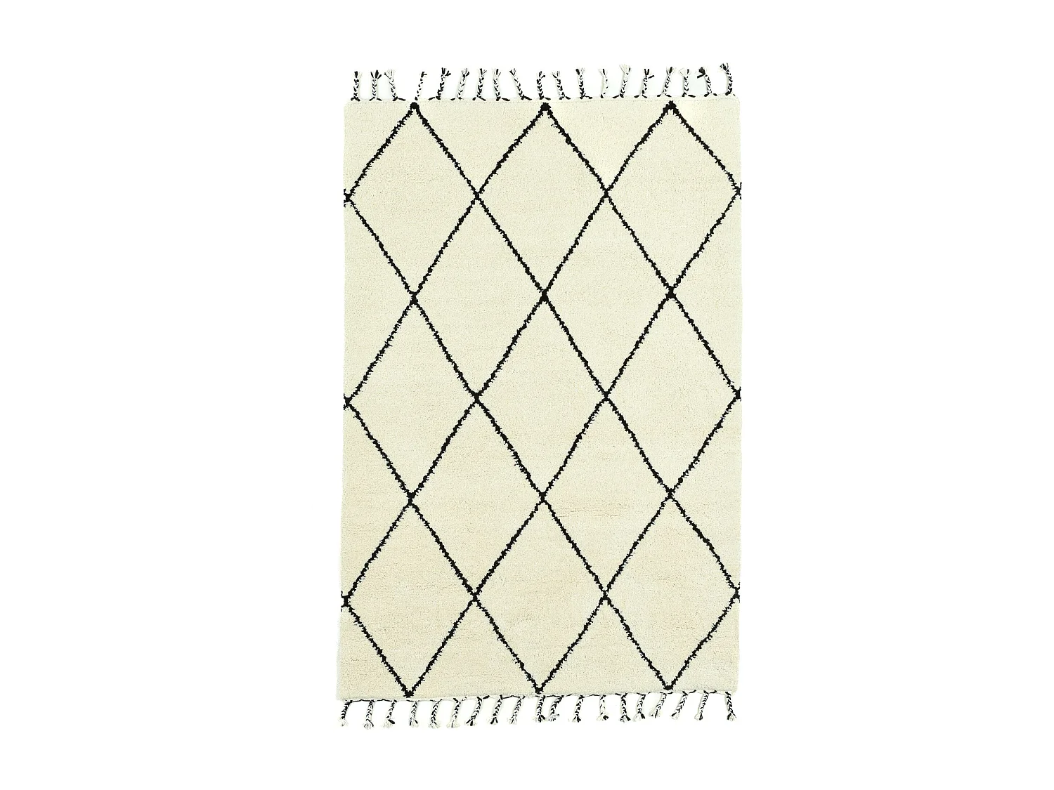 Handgeknoopt Berber tapijt Marmoucha 70x140 cm zwart / wit Marmoucha