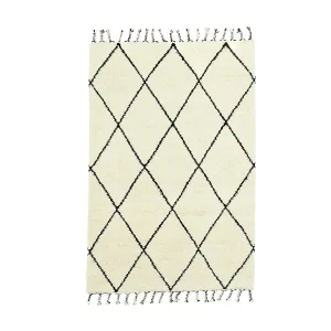 Handgeknoopt Berber tapijt Marmoucha  170×240 cm zwart / wit Marmoucha