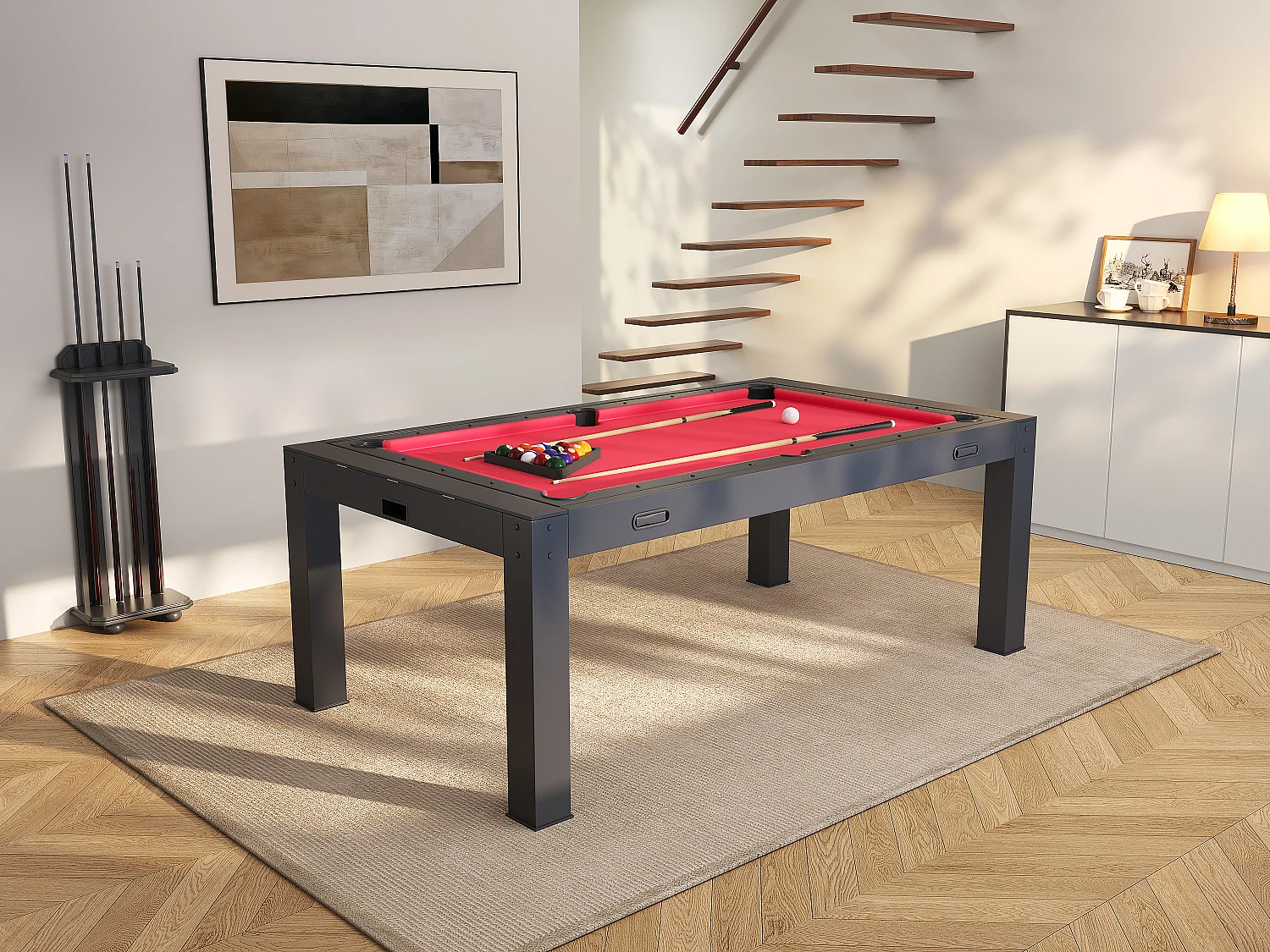 Transformeerbare tafel 4-in-1 - kleur Zwart - afmetingen 213 x 121 x 81.2 cm - GRAYSON