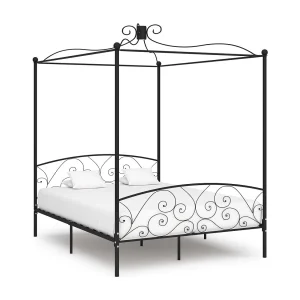 Hemelbedframe metaal zwart 160×200 cm