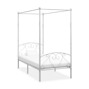 Hemelbedframe metaal wit 100×200 cm