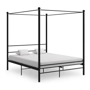 Hemelbedframe metaal zwart 160×200 cm