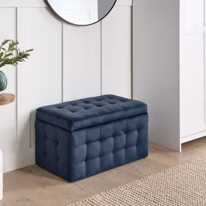 Opbergpoef MICHIGAN Fluweel Donkerblauw Opbergpoef MICHIGAN Fluweel Donkerblauw