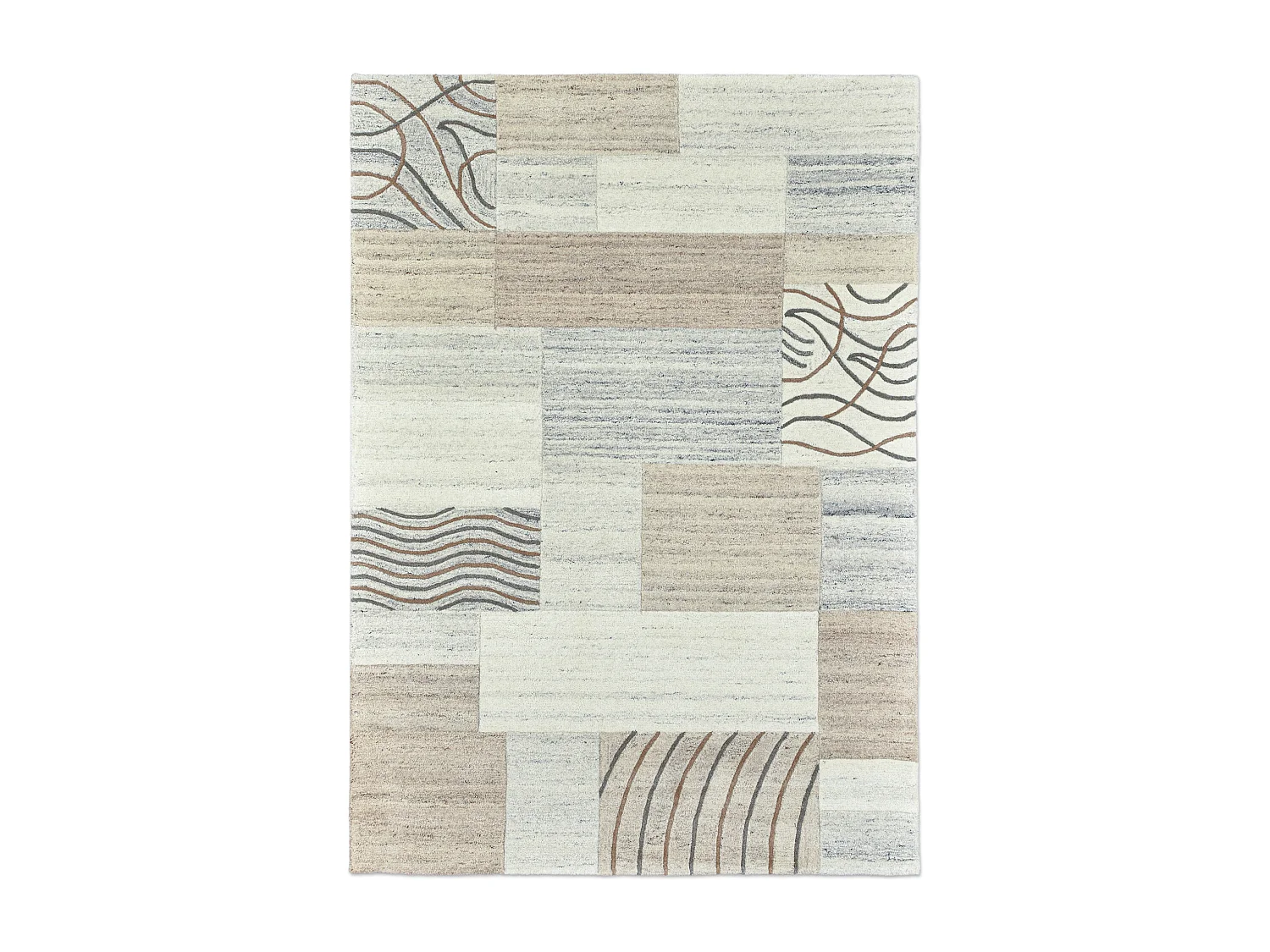 Handgeknoopt wollen tapijt 120x180 cm natuurlijk grijs Nakarta