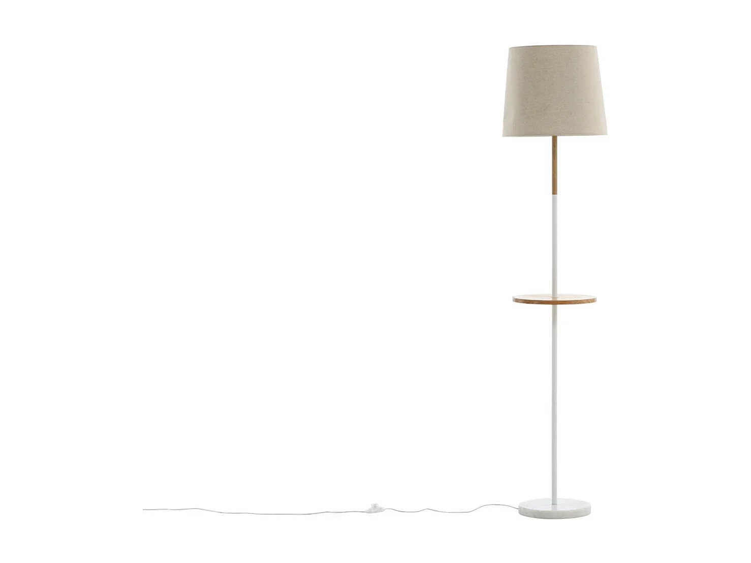 Hattman verlichting vloerlamp 36x36x165cm stof beige, wit, hout.